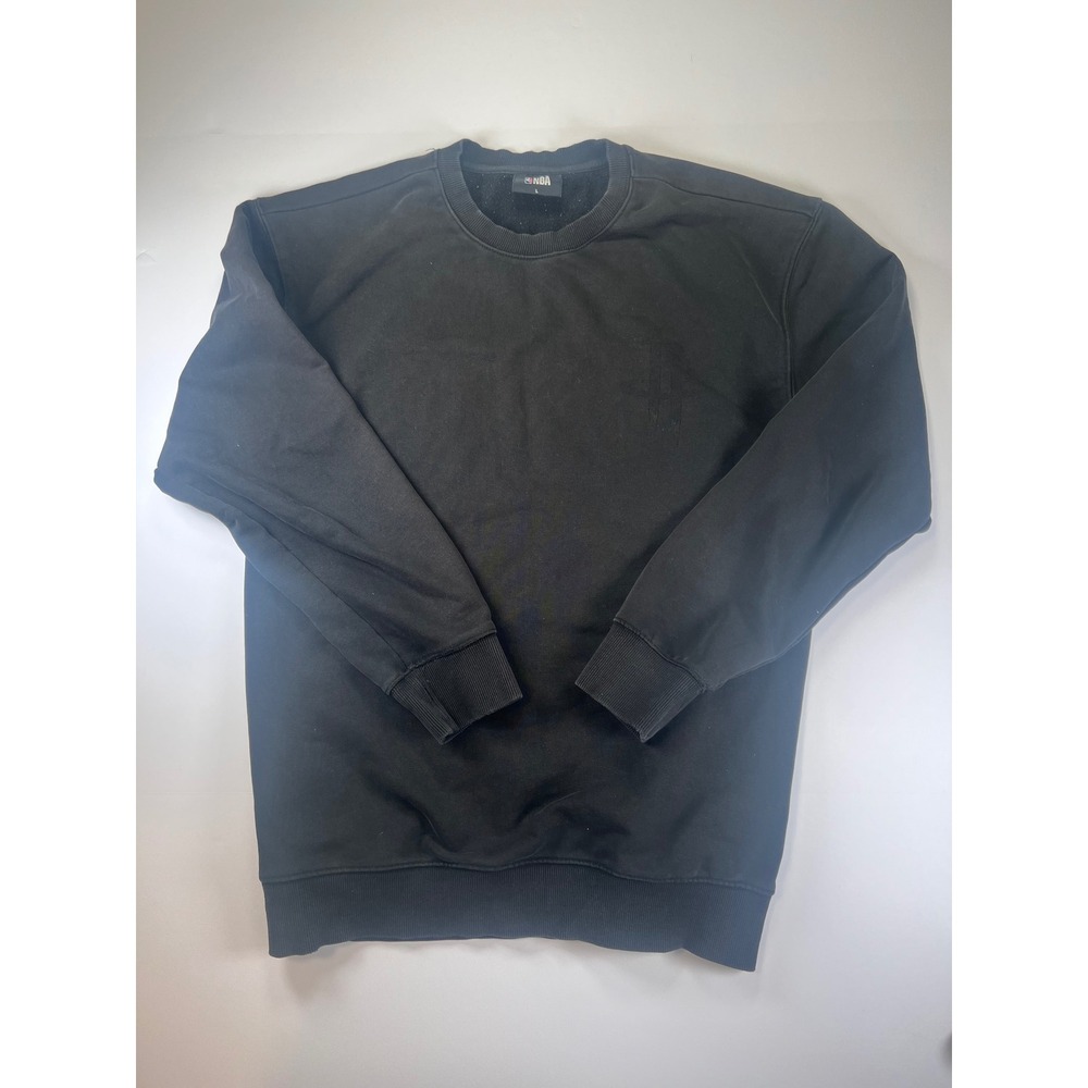NBA Houston Rockets Sweatshirt Mens Large Black Sleeve Print Crewneck Tonal Logo